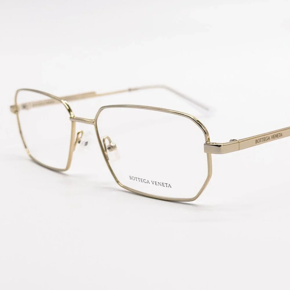 NEW BOTTEGA VENETA EYEGLASSES BV1073O 002 SQUARE GOLD UNISEX EYEWEAR
